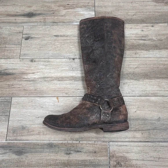 Frye Brown Tall Boots with Studded Strap - Picture 7 of 13